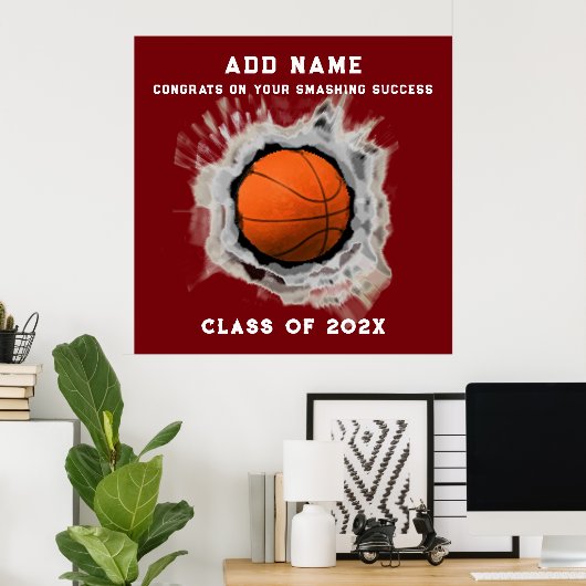 Basketball Senior Afstuderen Congring Poster (Thuiskantoor)