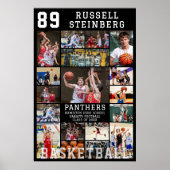 Basketball Senior Graduation 18 Photo Collage Poster (Voorkant)
