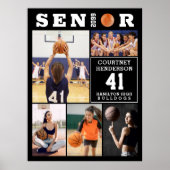 Basketball Senior Graduation 5 Photo Collage Poster (Voorkant)