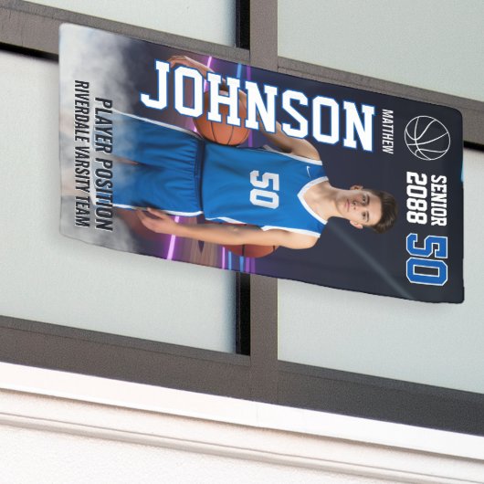 Basketball Senior Night Custom Sports Photo Spandoek (Buitenkant Gebouw)