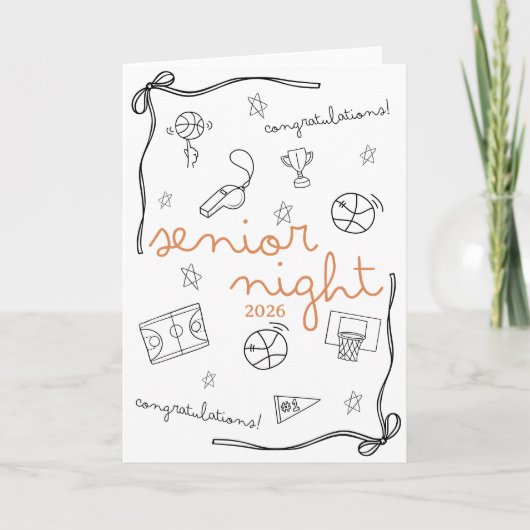 Basketball Senior Night custom year doodle design Kaart (Voorkant)
