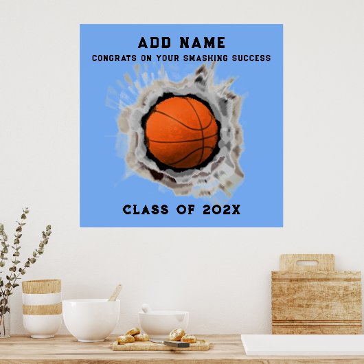 Basketball Seniors Afstuderen Congrates Poster (Keuken)