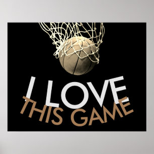 Basketball Sepia Tones Retro Kijk uit Poster