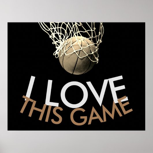 Basketball Sepia Tones Retro Kijk uit Poster (Voorkant)