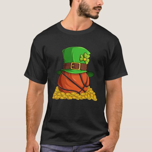 Basketball Shamrock Lucky C Irish St Patrick s Day T-shirt (Voorkant)