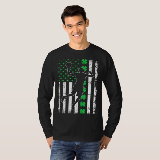 Basketball Shamrock Lucky C Irish St Patrick's Day T-shirt (Voorkant volledig)