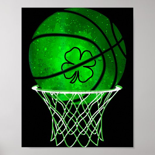 Basketball Shamrock Lucky Clover Irish St Patrick' Poster (Voorkant)