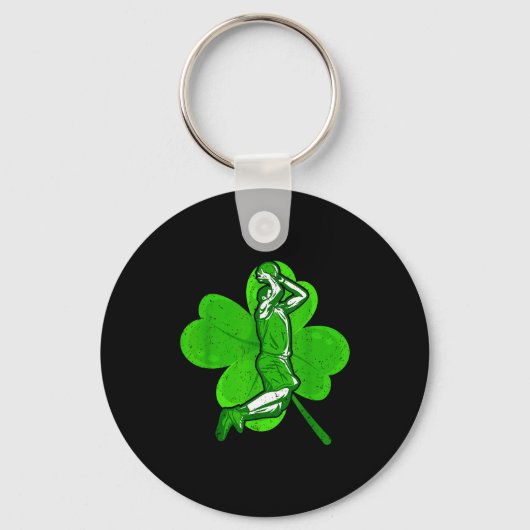 Basketball Shamrock St Patrick's Day Srt Lover Boy Sleutelhanger (Voorkant)