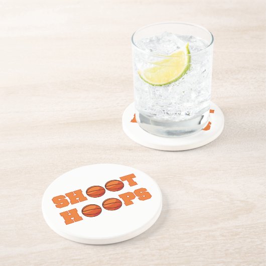 Basketball Shoot Hoops T-shirts en cadeautjes Zandsteen Onderzetter (Zijkant)