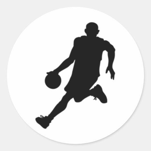 Basketball Silhouette Ronde Sticker (Voorkant)