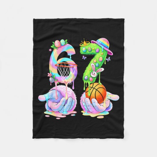 Basketball six seven 67 easter bunny funny 67 meme fleece deken (Voorkant)