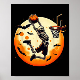 Basketball Skeleton Halloween Mannen Boys Basketba Poster