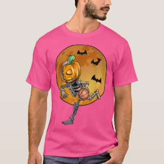 Basketball Skeleton Halloween Mannen Boys Basketba T-shirt