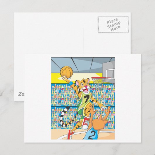 Basketball Slam Dunk van Tiger, onder toezicht van Briefkaart (Voorkant / Achterkant)
