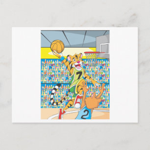 Basketball Slam Dunk van Tiger, onder toezicht van Briefkaart