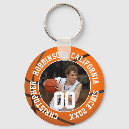 Basketball sleutelhanger met foto- en spelerinfo (Voorkant)