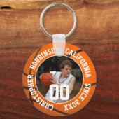 Basketball sleutelhanger met foto- en spelerinfo (Voorkant)