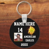 Basketball-Sleutelhangers met vlamfoto Sleutelhanger (Voorkant)