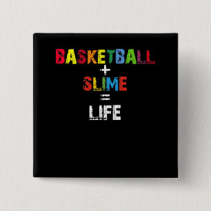 Basketball Slime Life, Girls Basketball Player Vierkante Button 5,1 Cm