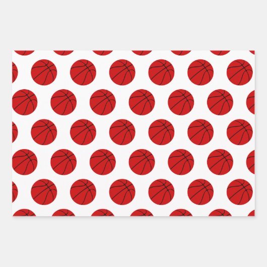 Basketball & Snowflake Red Black & White Kerstmis Inpakpapier Vel (Voorkant 2)