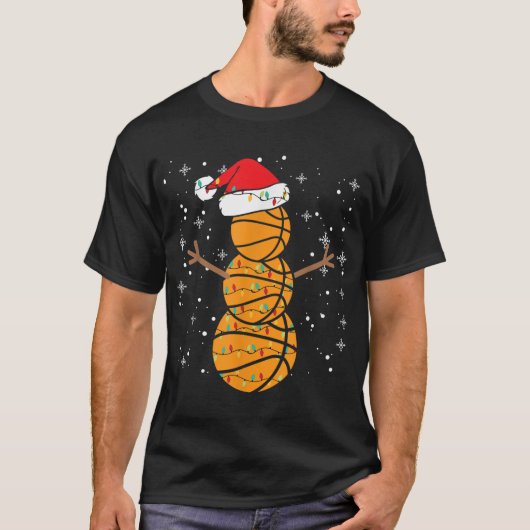 Basketball Snowman Christmas Holiday Design T-shirt (Voorkant)