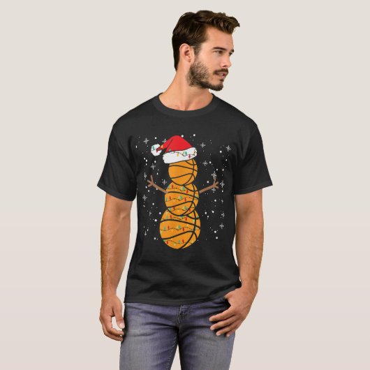 Basketball Snowman Christmas Holiday Design T-shirt (Voorkant volledig)