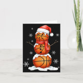 Basketball Snowman Christmas Holiday Srts Xmas Paj Kaart (Voorkant)