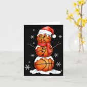 Basketball Snowman Christmas Holiday Srts Xmas Paj Kaart (Gele Bloem)