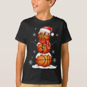 Basketball Snowman Christmas Holiday Srts Xmas Paj T-shirt (Voorkant)