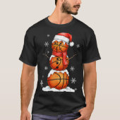 Basketball Snowman Christmas Holiday Srts Xmas Paj T-shirt (Voorkant)