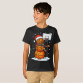 Basketball Snowman Christmas Santa Hat Funny Xmas  T-shirt (Voorkant volledig)