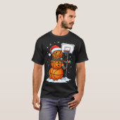 Basketball Snowman Christmas Santa Hat Funny Xmas  T-shirt (Voorkant volledig)
