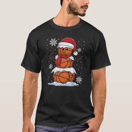 Basketball Snowman Christmas Sports Gift Tee T-shirt