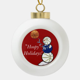 Basketball Snowman Keramische Bal Ornament