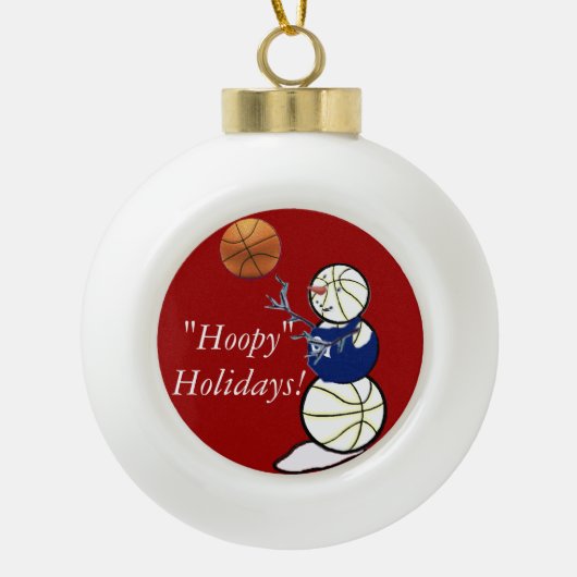Basketball Snowman Keramische Bal Ornament (Voorkant)