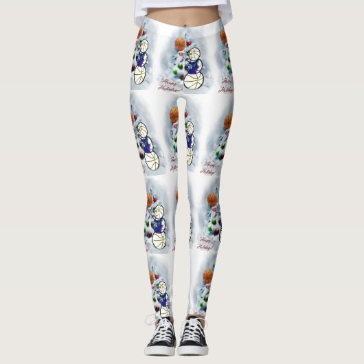 Basketball Snowman-kerstLeggings Leggings (Voorkant)