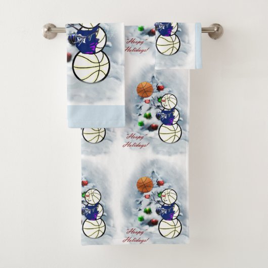 Basketball Snowman Kerstmis Bad Handdoek (Insitu)