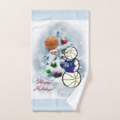 Basketball Snowman Kerstmis Bad Handdoek (Handdoek)