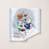 Basketball Snowman Kerstmis Bad Handdoek (Wasdoekje)