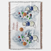 Basketball Snowman Kerstmis Deken (Voorkant Verticaal)