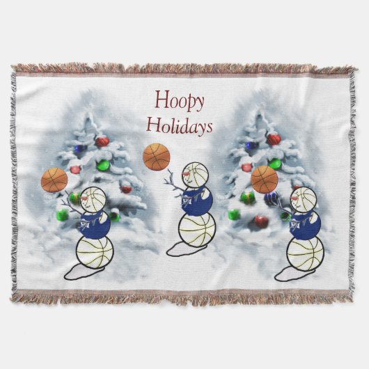 Basketball Snowman Kerstmis Deken (Voorkant)
