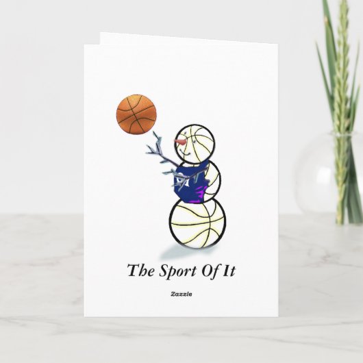 Basketball Snowman Kerstmis Feestdagen Kaart (Achterkant)
