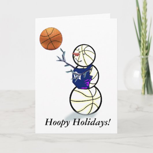 Basketball Snowman Kerstmis Feestdagen Kaart (Voorkant)