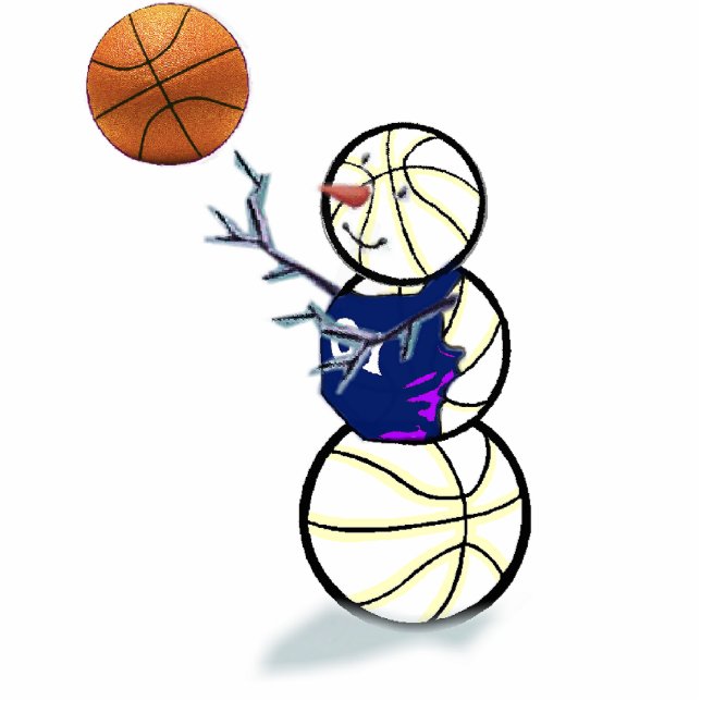 Basketball Snowman Kerstmis Fotobeeldje Ornament (Voorkant)