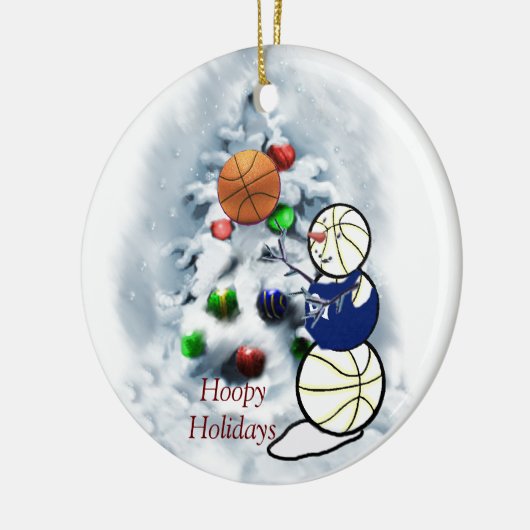 Basketball Snowman Kerstmis Keramisch Ornament (Links)