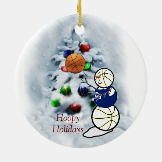 Basketball Snowman Kerstmis Keramisch Ornament (Achterkant)