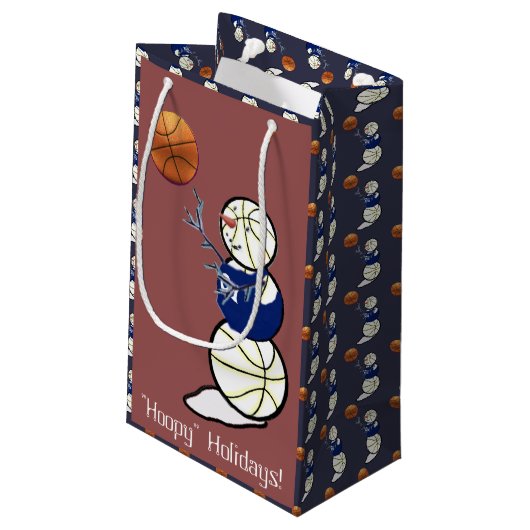Basketball Snowman Kerstmis Klein Cadeauzakje (Achterkant Gekanteld)