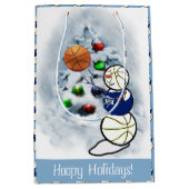 Basketball Snowman Kerstmis Medium Cadeauzakje (Voorkant)