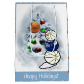 Basketball Snowman Kerstmis Medium Cadeauzakje (Achterkant)
