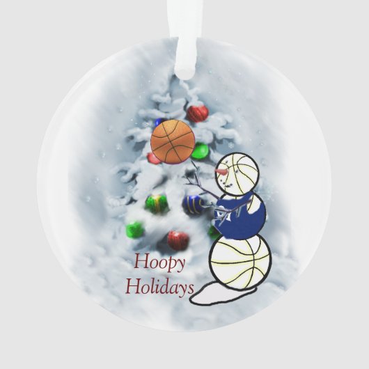 Basketball Snowman Kerstmis Ornament (achterkant)